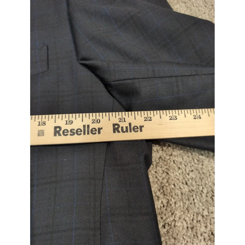 GB‎ Baroni Uomo Mens Navy Blue Plaid Wool Blend Sport Coat Blazer Made in Italy